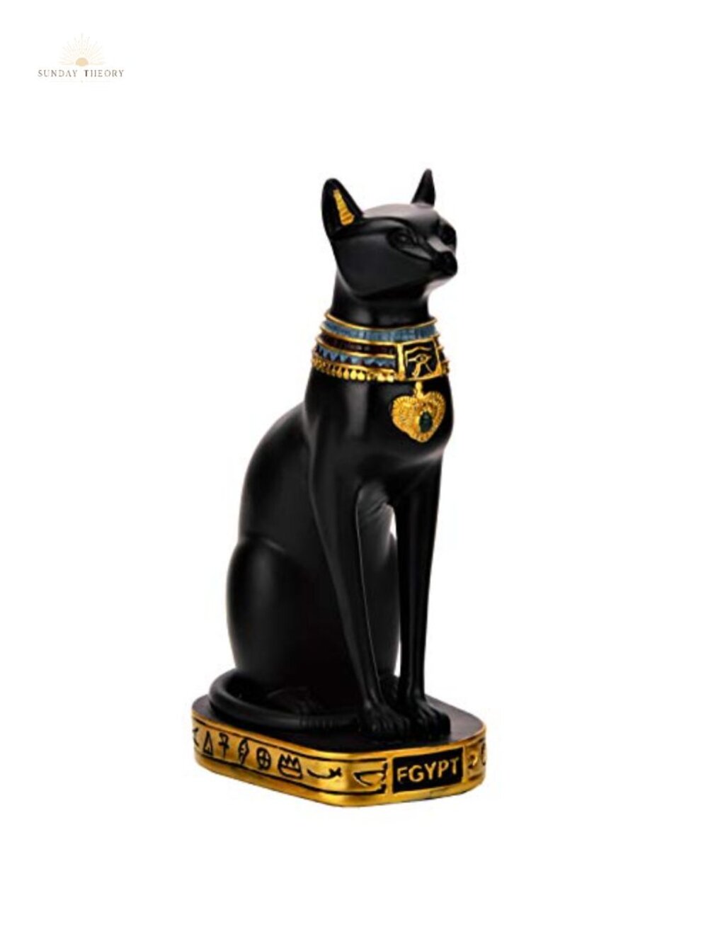 Egyptian Bastet Cat Goddess Statue 7.5in Resin Figurine Home Decor